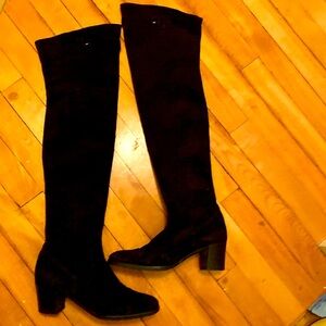 Black suede over-the- knee high boots 4 sale when back from vacation 7/19